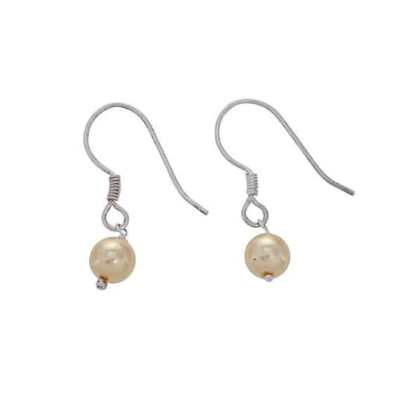 Vintage Silver Tone Gold Tone Synthetic Pearl Dangle Earrings - Picture 2 of 4
